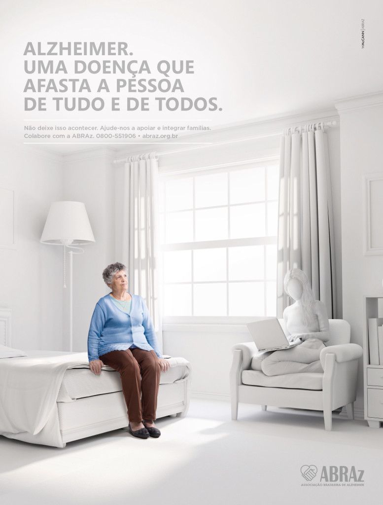 Instagram post: Empty white room shows Alzheimer's isolation