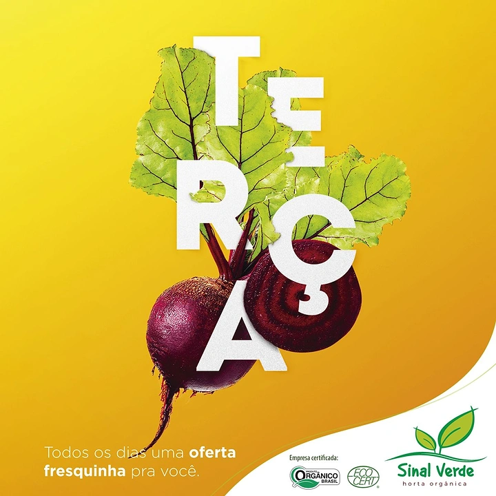 Agriculture, Seeds & Fertilizers creative ad: Whole and halved beetroot with leafy tops woven through large letters