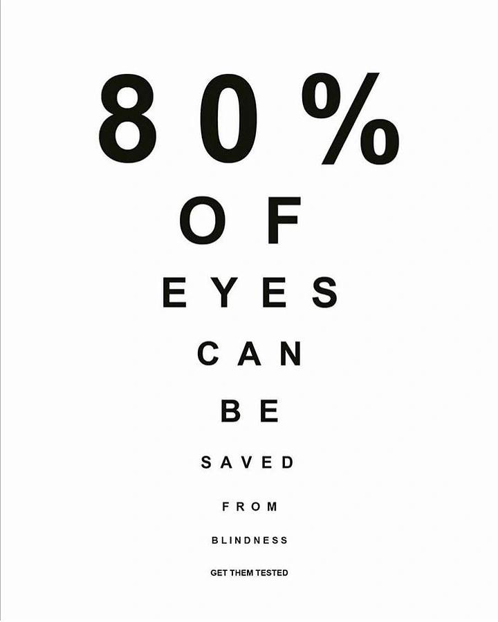 Opticians & Eye Care creative ad: Blindness statistic set as eye chart