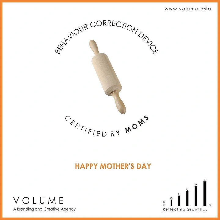 Mother's Day creative ad: Wooden rolling pin on white