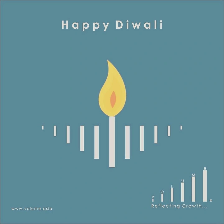 Diwali creative ad: Diya shape built from vertical bars with a flame on the tallest centre bar