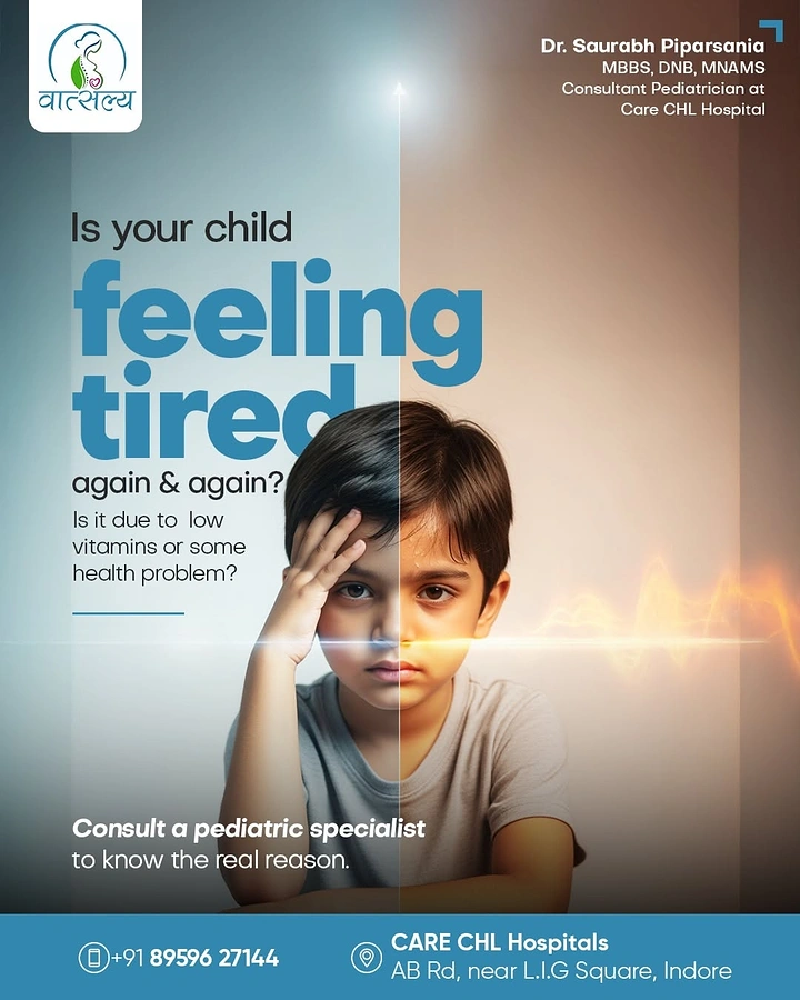 Pediatricians & Children's Clinics creative ad: Split-face fatigue visual metaphor