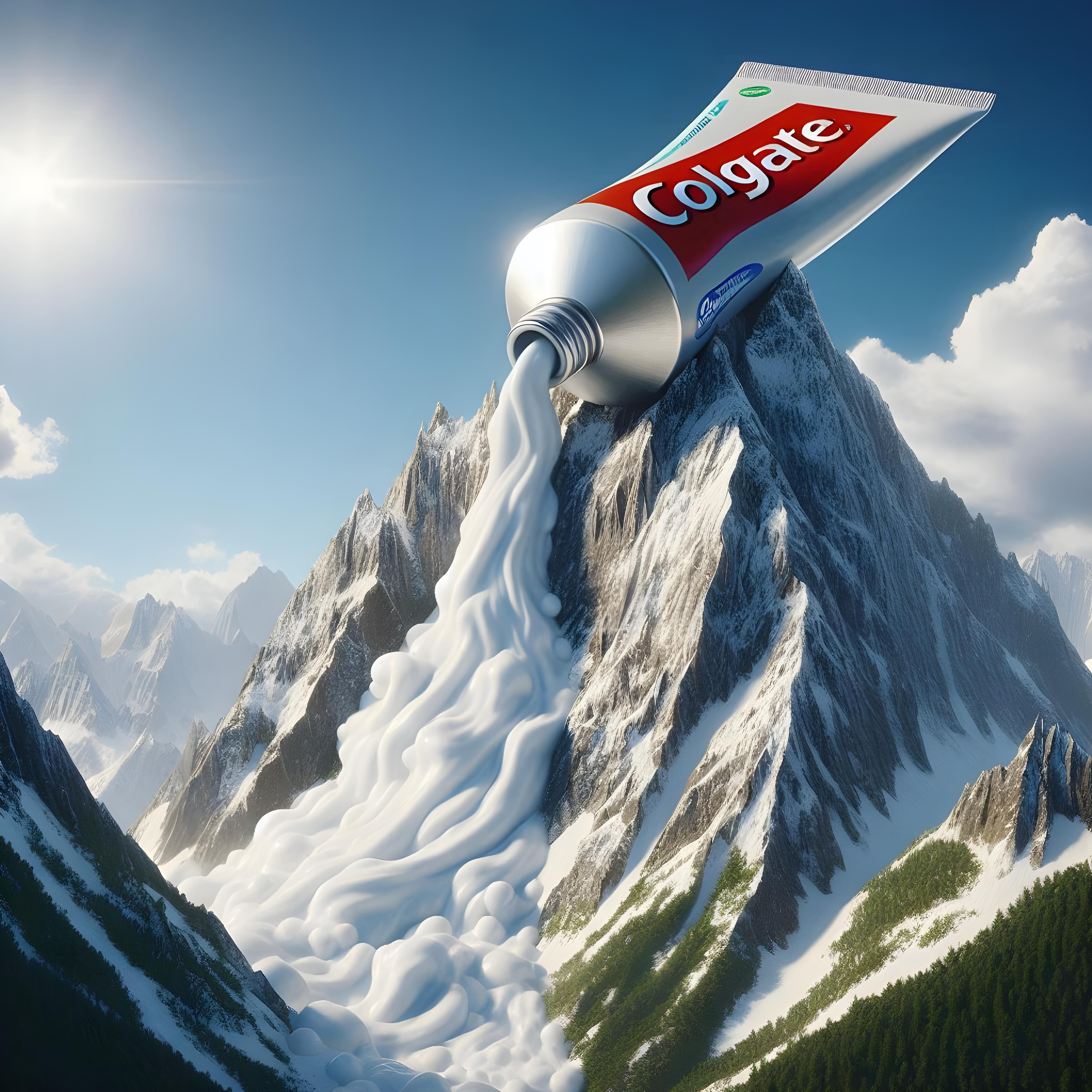 Instagram post: Toothpaste tube becomes mountain peak