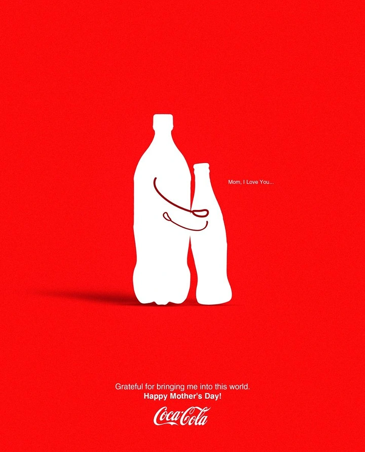 Mother's Day creative ad: Large bottle hugging small bottle
