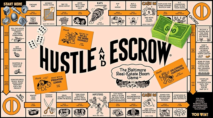 Board Games & Game Cafes creative ad: Escrow pun turns board game into premise