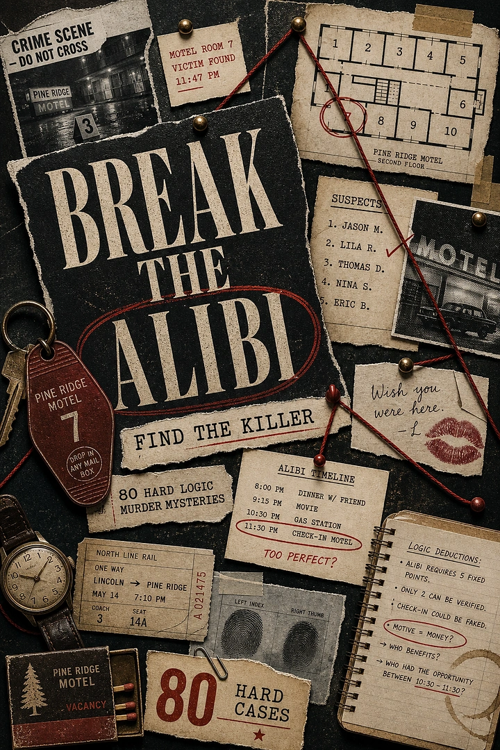 Escape Rooms creative ad: Evidence-board collage sells murder mystery