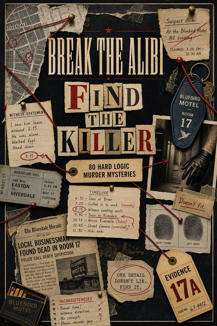 Escape Rooms creative ad: Vintage evidence collage frames mystery game