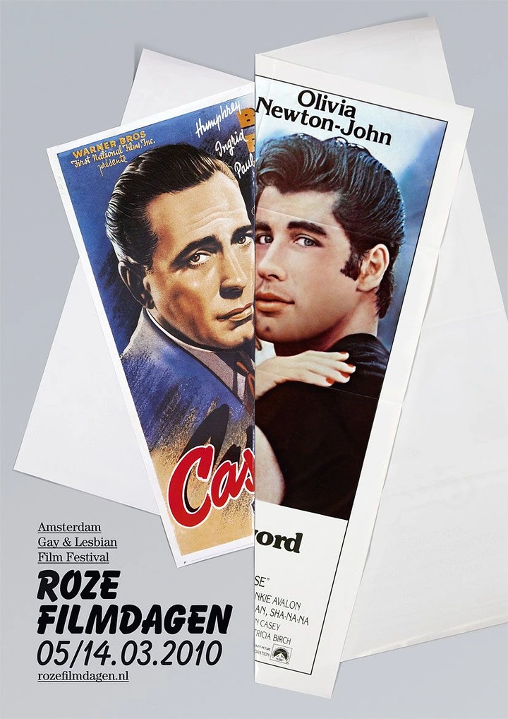 Cinemas & Movie Theatres creative ad: Spliced vintage posters pair male leads