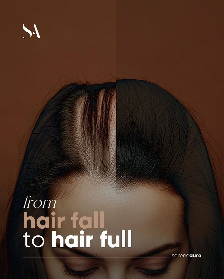 Hair Transplant & Hair Clinics creative ad: Split before/after, fall to full wordplay