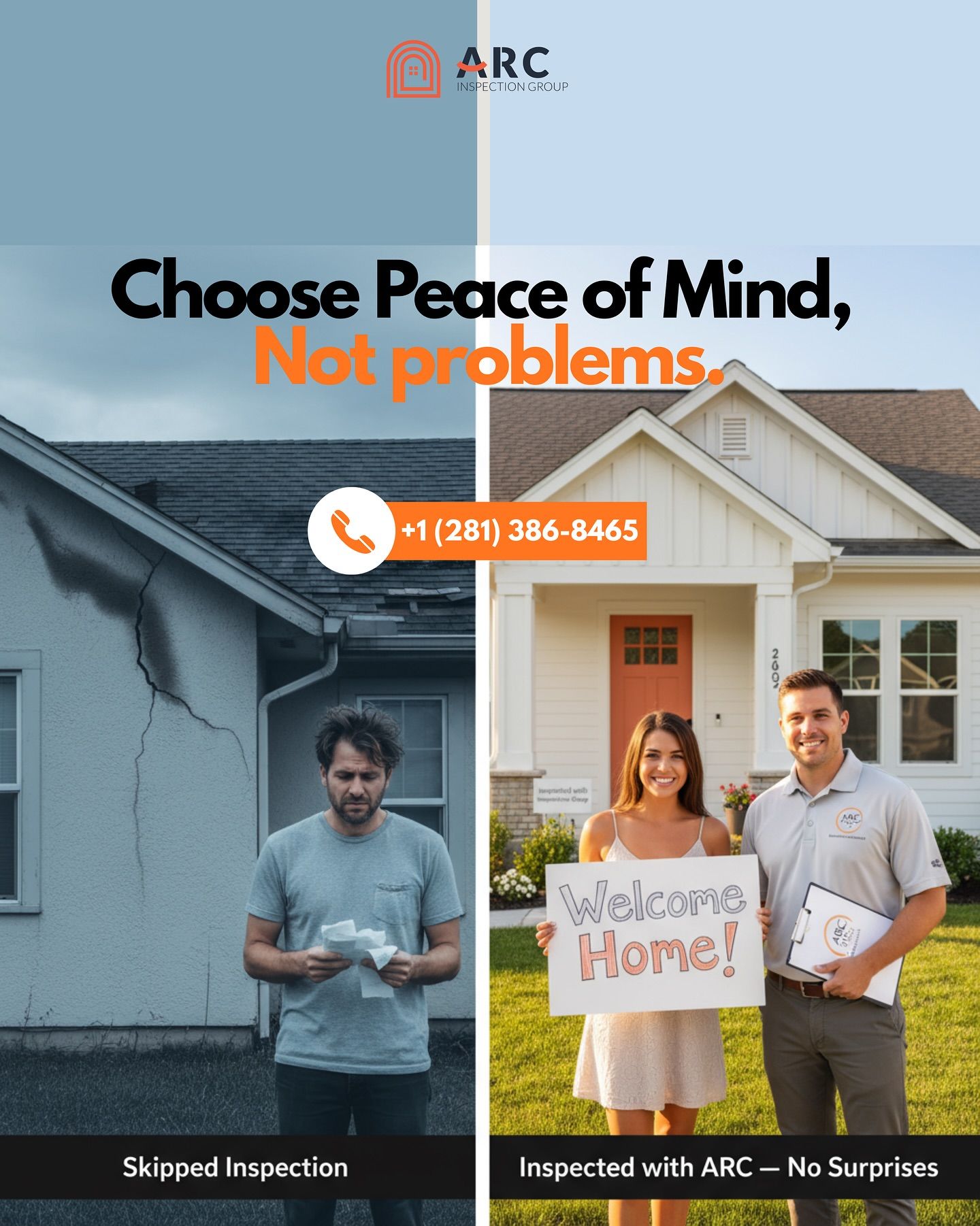 Instagram post: Split-screen contrast clearly sells inspection value