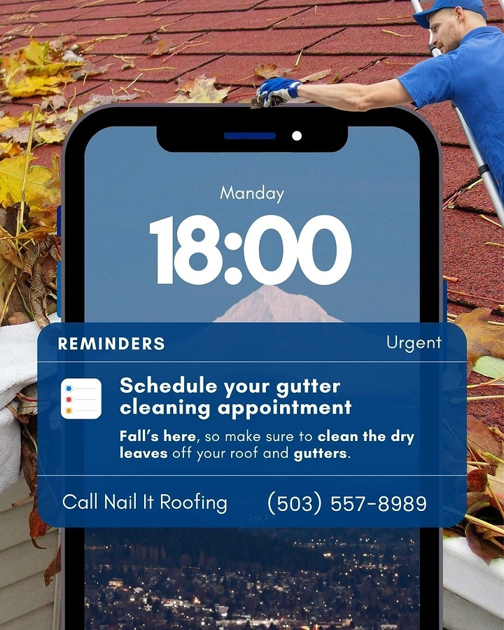 Roofing creative ad: Phone reminder notification as ad
