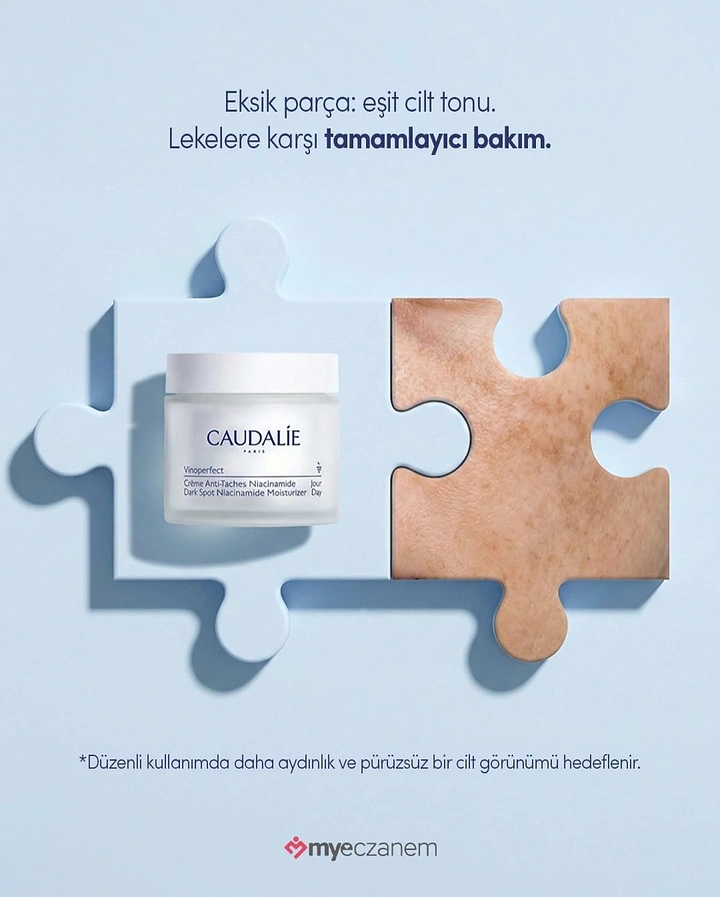 Pharma creative ad: Cream jar set into a puzzle piece beside a skin-textured puzzle piece