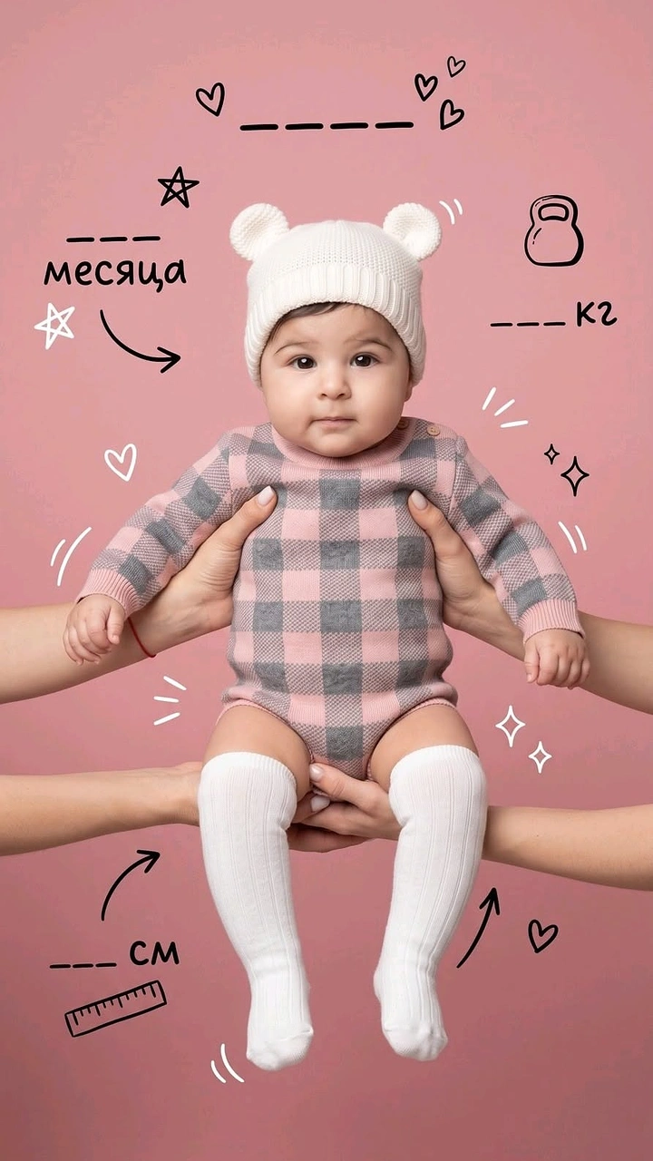 Kids Clothing creative ad: Baby milestone measurement doodles fill-in chart