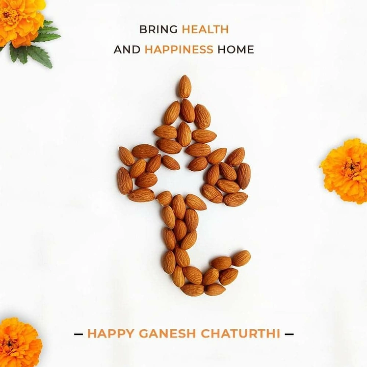 Ganesh Chaturthi creative ad: Almonds arranged in the shape of Ganesha