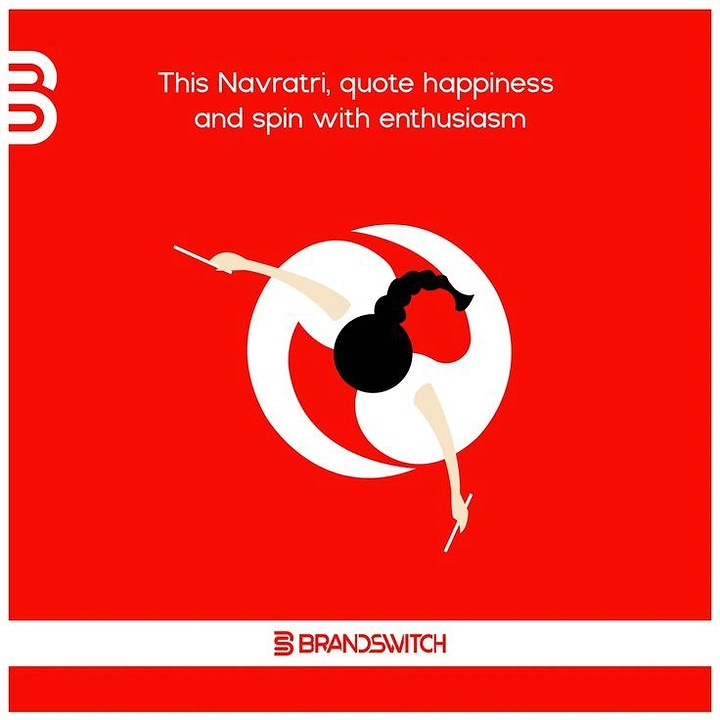Navratri creative ad: Top-down view of a woman spinning in garba, skirt forming a swirl