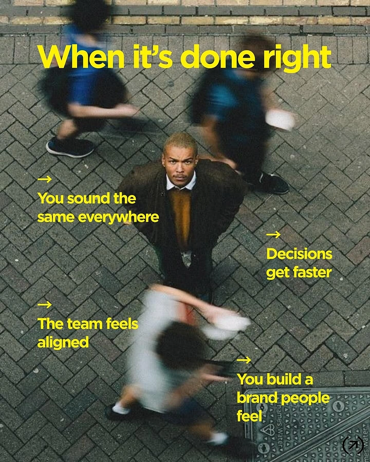 Agency creative ad: Still man amid blurred crowd: standing out