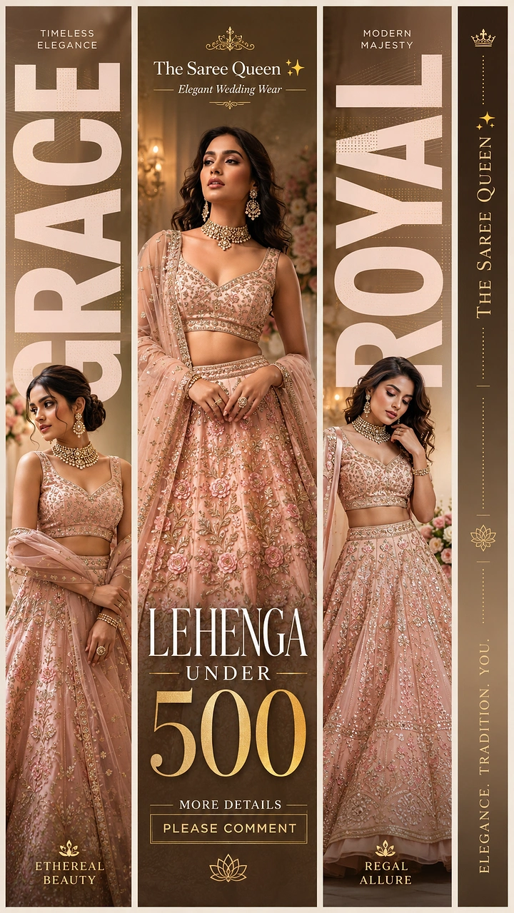 Bridal Wear & Wedding Dresses creative ad: Vertical panels create luxe editorial idea