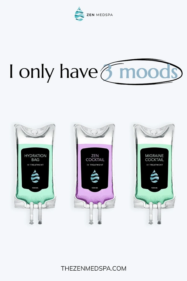 IV Therapy & Drip Bars creative ad: Three moods become three drips