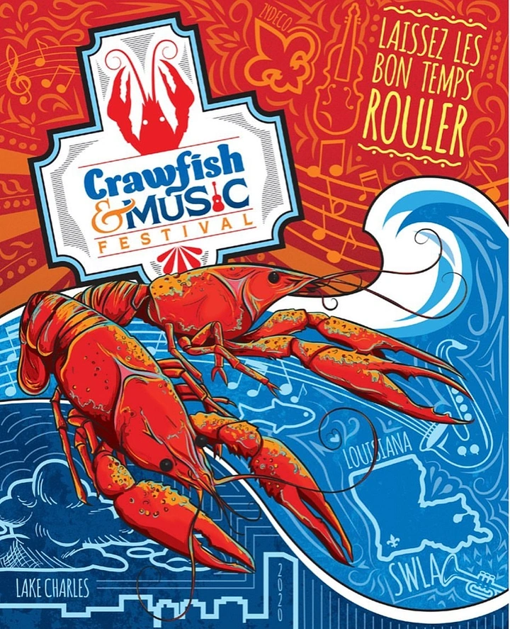 Seafood Restaurants creative ad: Crawfish surfing festival concept