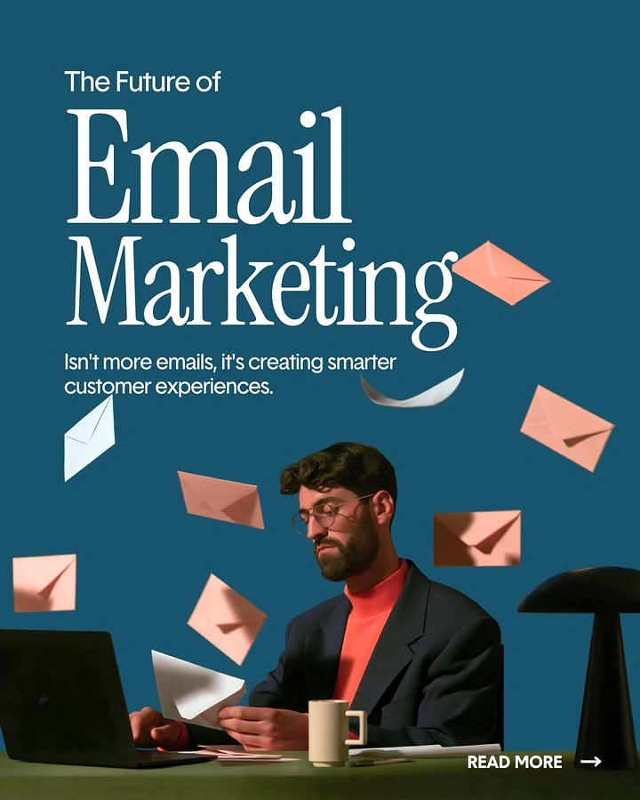 Agency creative ad: Envelopes flying from laptop, strong editorial style