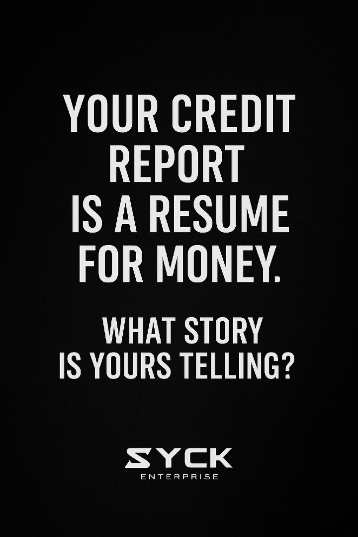 Story: Credit report as money resume metaphor, slide 1