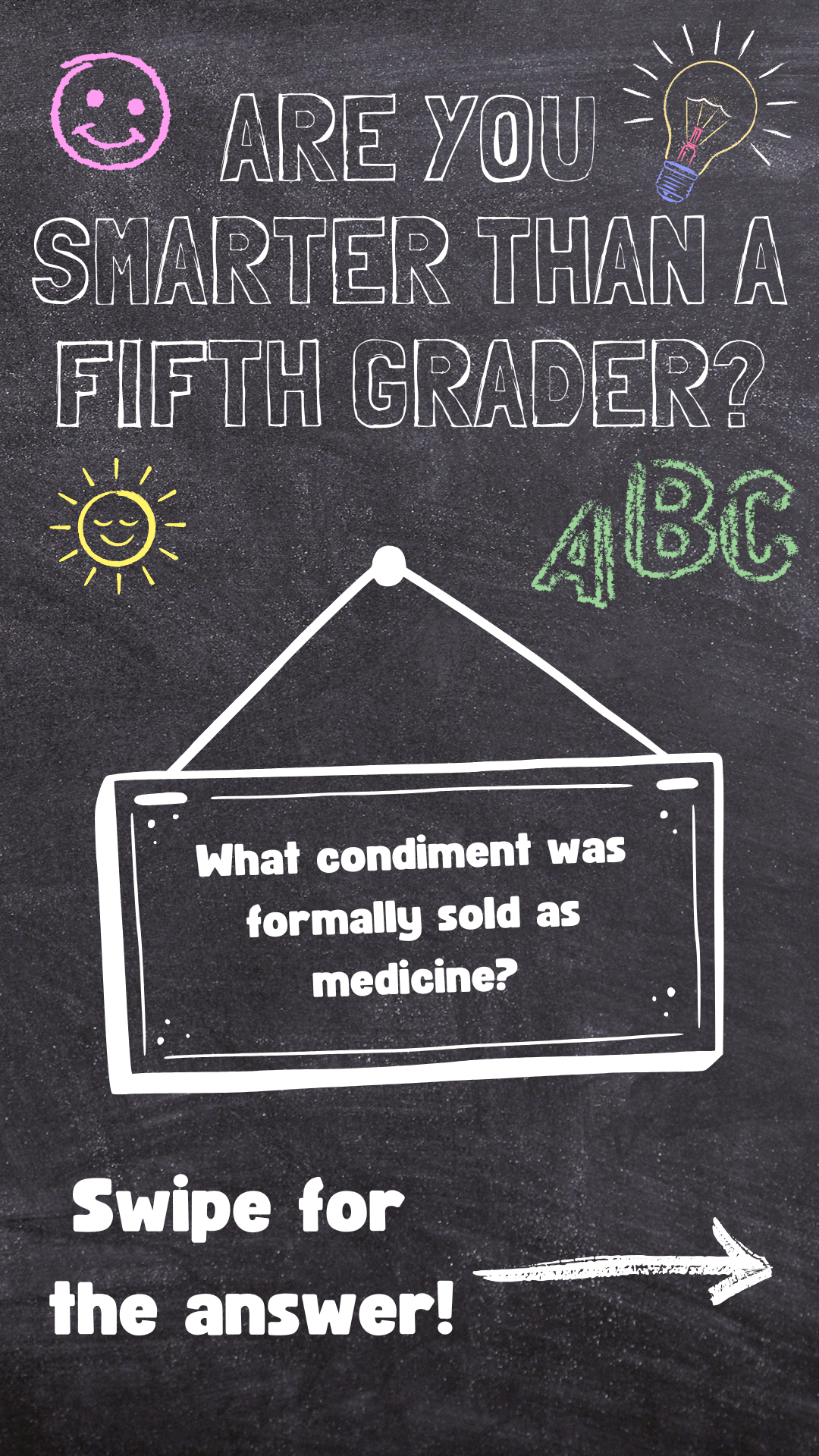 Story: Interactive quiz framed as chalkboard challenge
