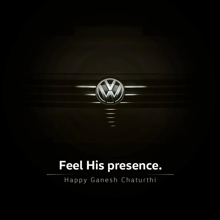 Ganesh Chaturthi creative ad: Car grille and emblem lit to suggest a Ganesha face and trunk