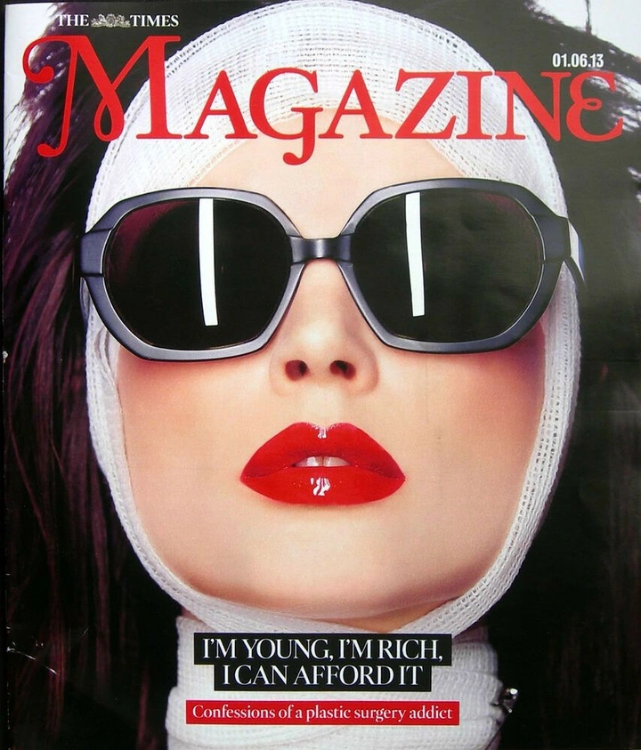 Plastic Surgery Clinics creative ad: Magazine cover with aspirational copy
