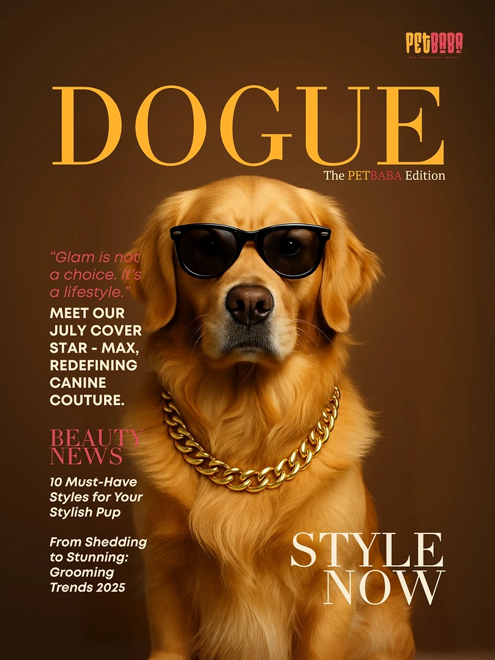 Pet Grooming creative ad: DOGUE magazine cover parody, witty pun