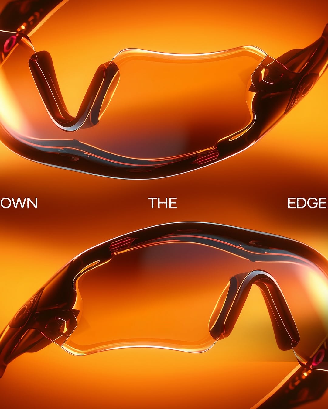 Carousel: Silhouetted figure in beanie and balaclava wearing mirrored orange wraparound shades, slide 7