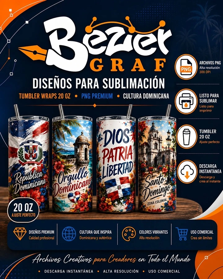 Tumblers, Flasks & Drinkware creative ad: Distinctive Dominican cultural tumbler art direction