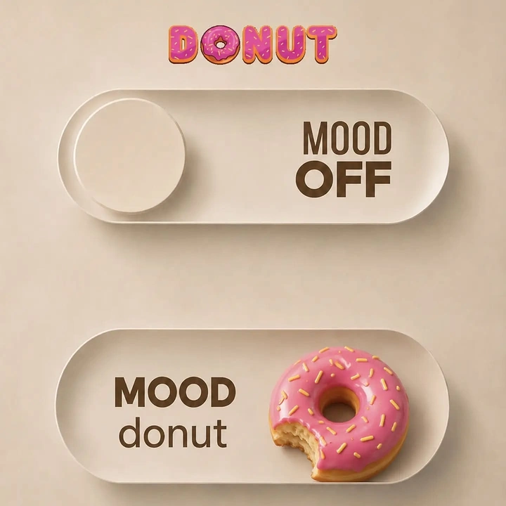 Donut Shops creative ad: Mood-switch concept pairs donut states