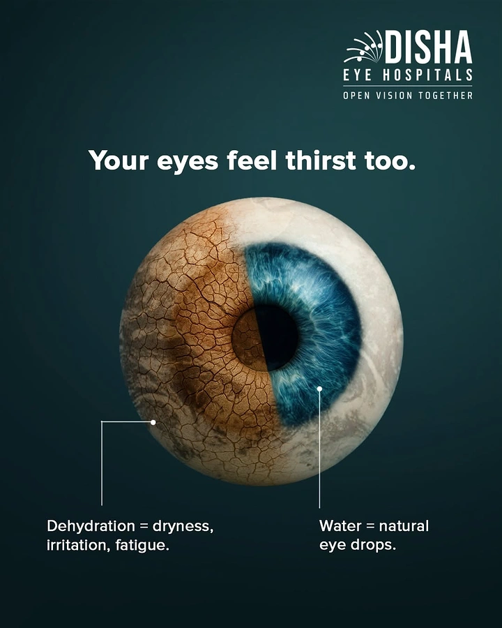 Creative ad: Eyeball split between cracked dry earth and a healthy blue iris