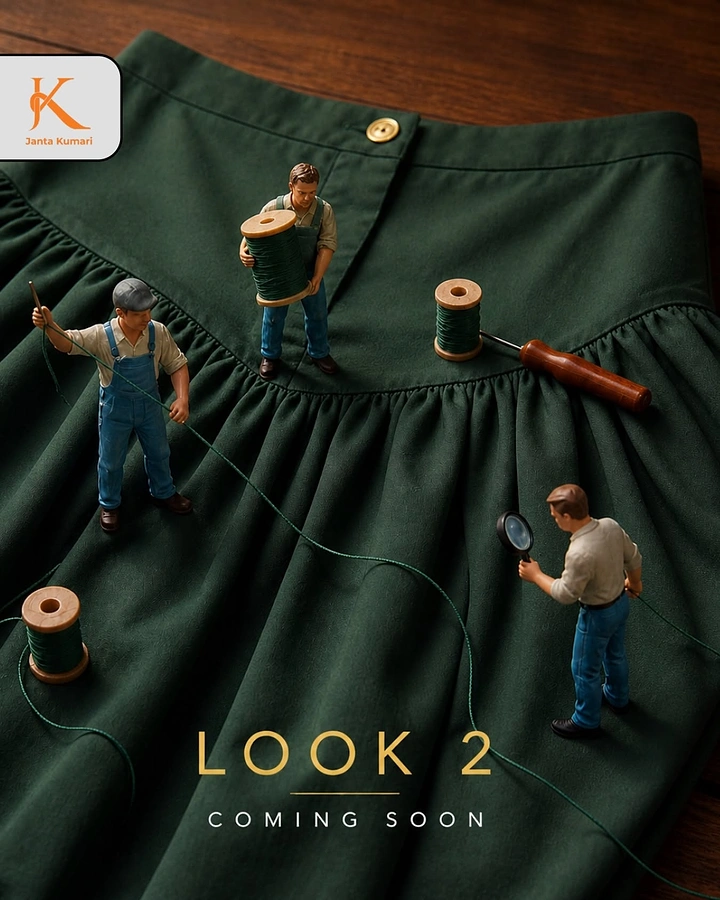 Tailors & Alterations creative ad: Miniature workers tailoring giant skirt