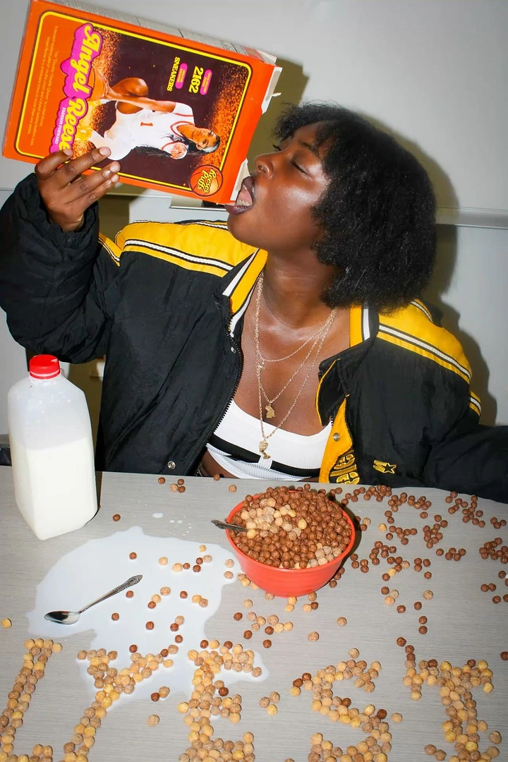Breakfast Cereals & Oats creative ad: Unexpected fashion-forward cereal eating scene