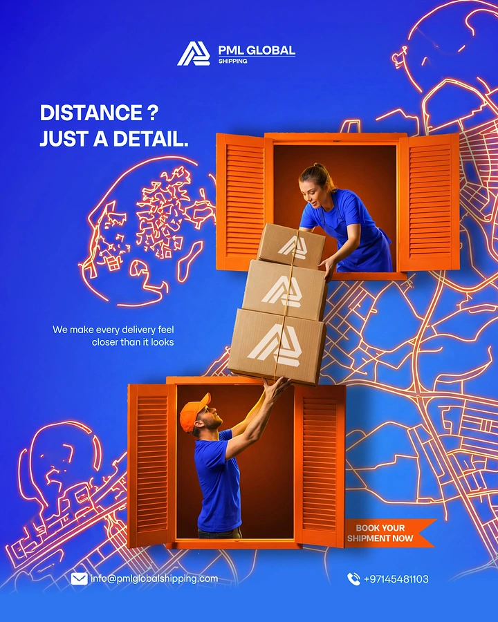 Movers & Packers creative ad: Boxes passed between distant windows metaphor