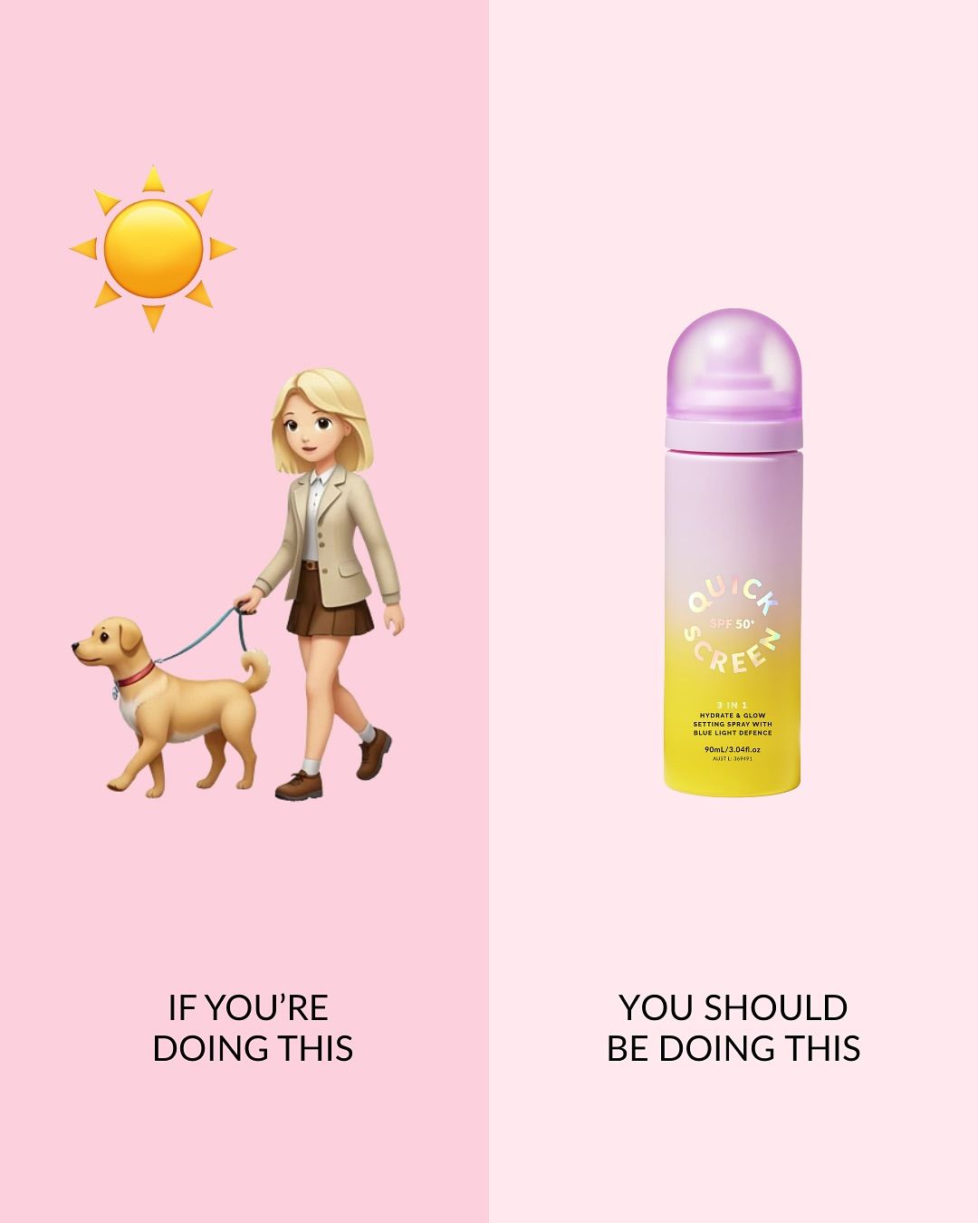 Instagram post: Witty split-screen routine comparison