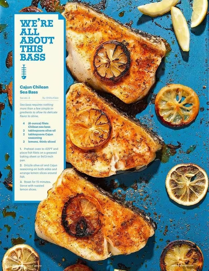 Seafood Restaurants creative ad: Bass pun paired with recipe layout