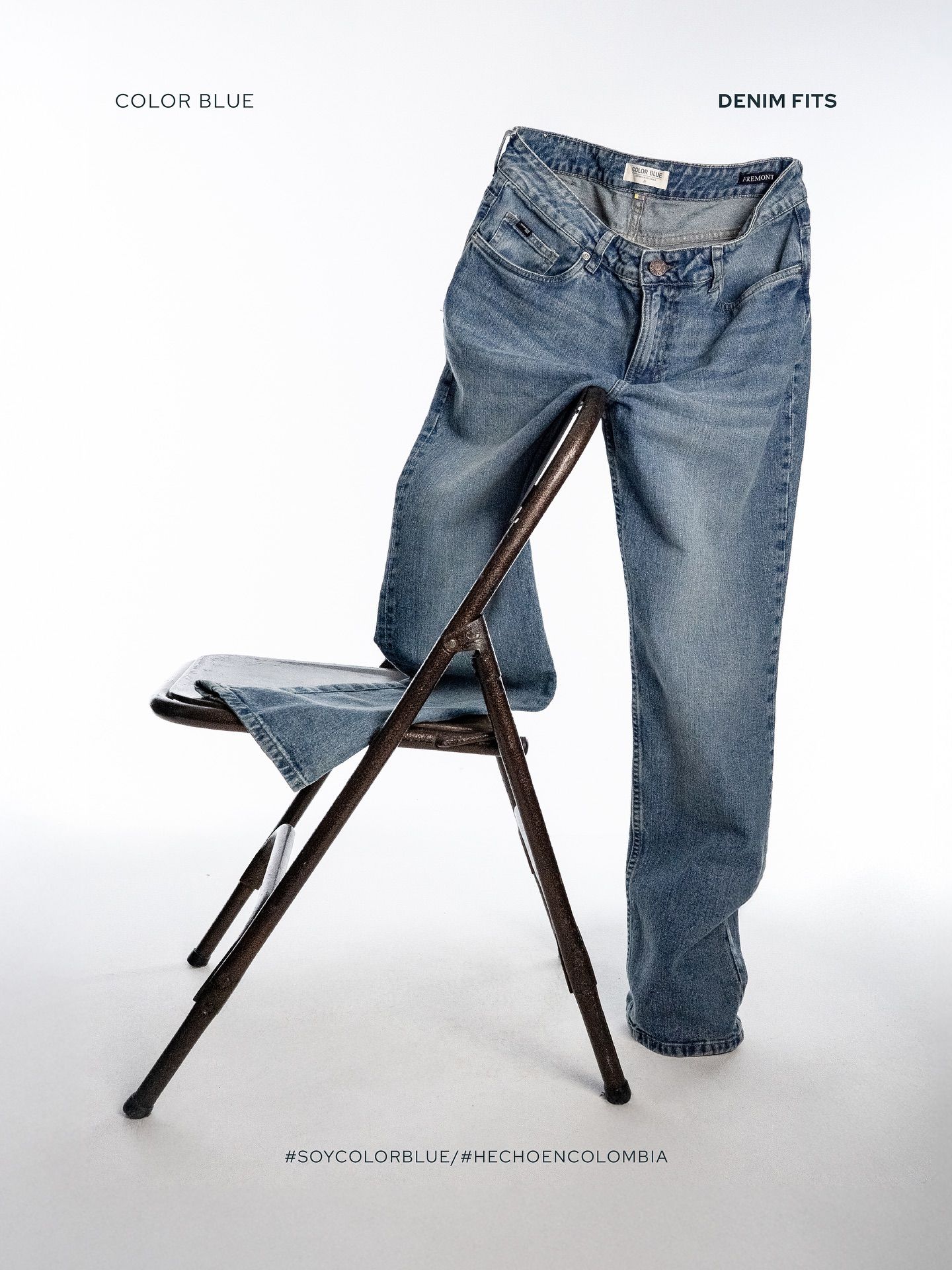 Instagram post: Jeans styled as chair composition