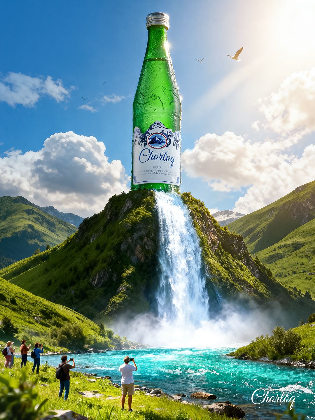 Instagram post: Bottle becomes a mountain waterfall source