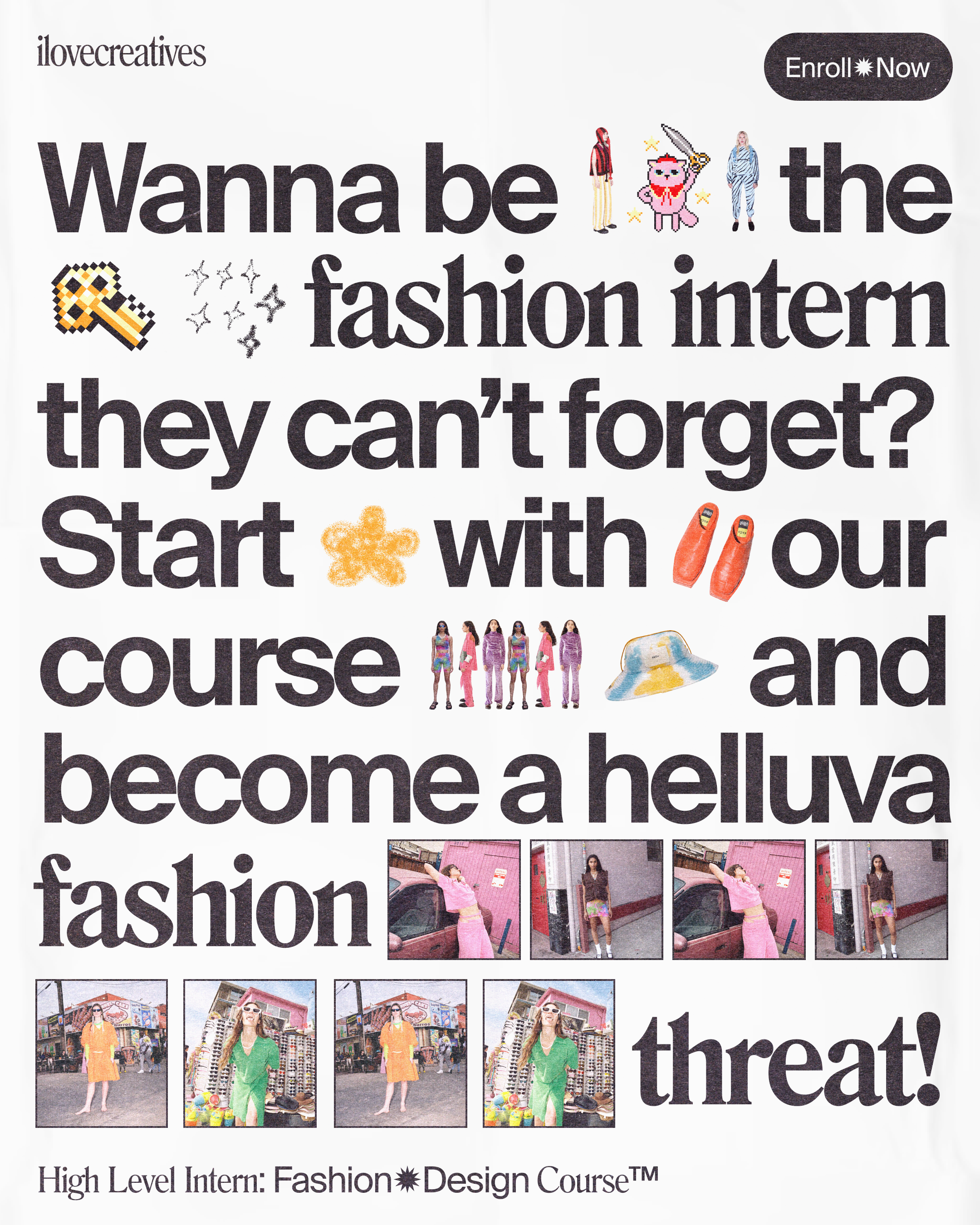 Instagram post: Witty fashion-threat course campaign copy