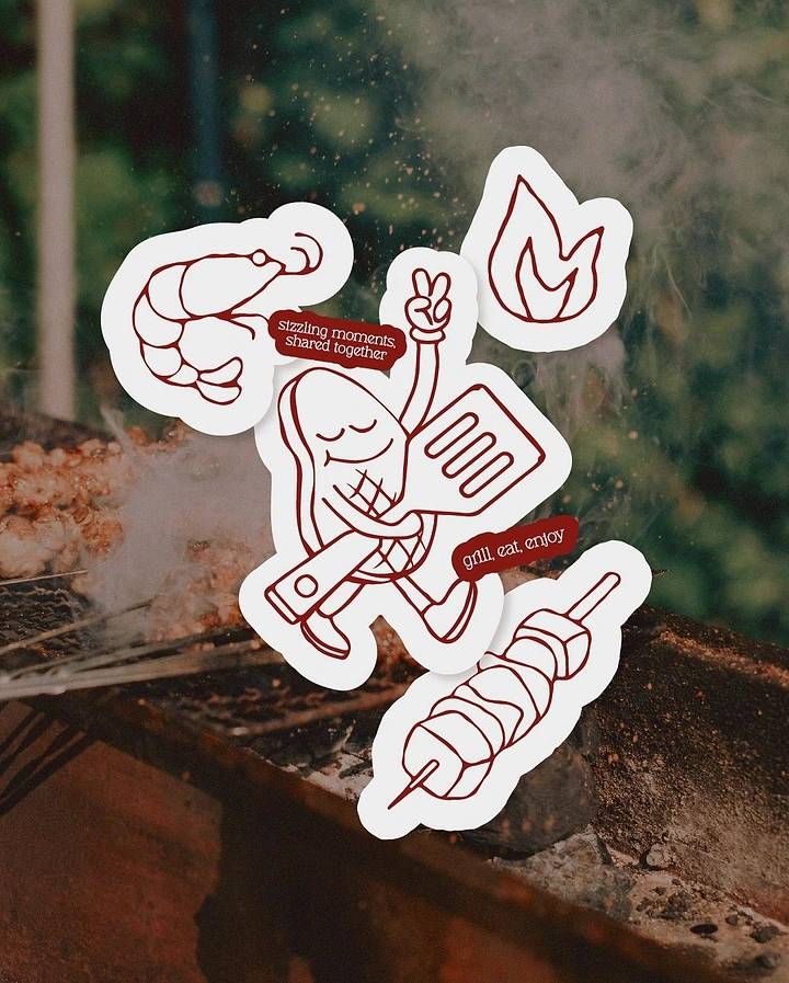 BBQ & Grill Restaurants creative ad: Distinctive illustrated grilling character