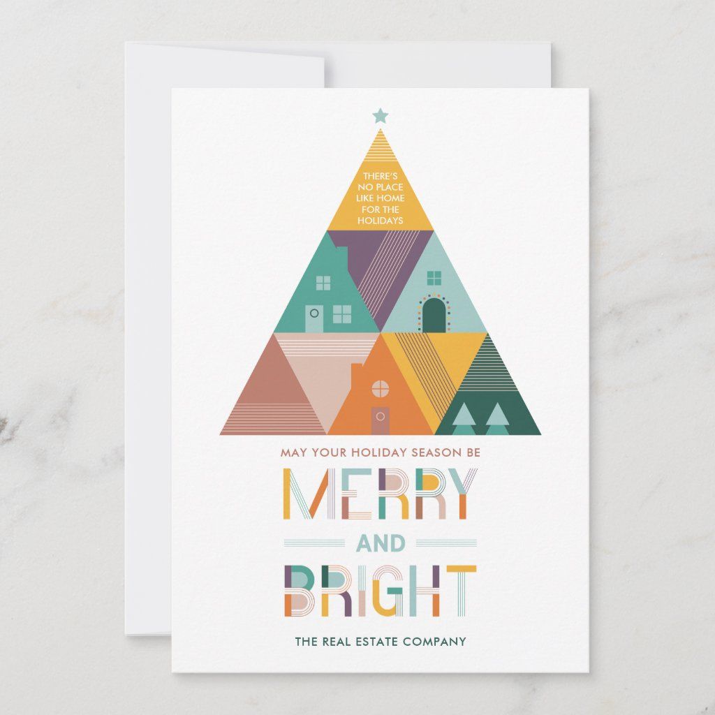 Christmas Flyer: Geometric Christmas tree built from triangular house tiles