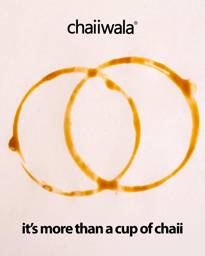 Tea & Chai Brands creative ad: Two overlapping chai cup stain rings forming wedding rings