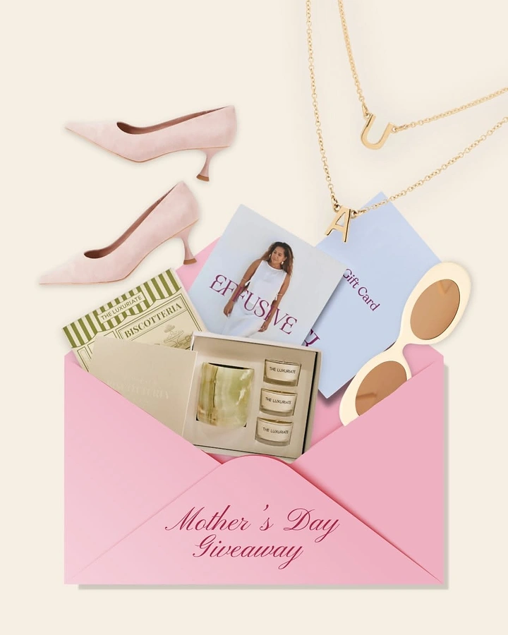 Mother's Day creative ad: Pink envelope overflowing with gift products