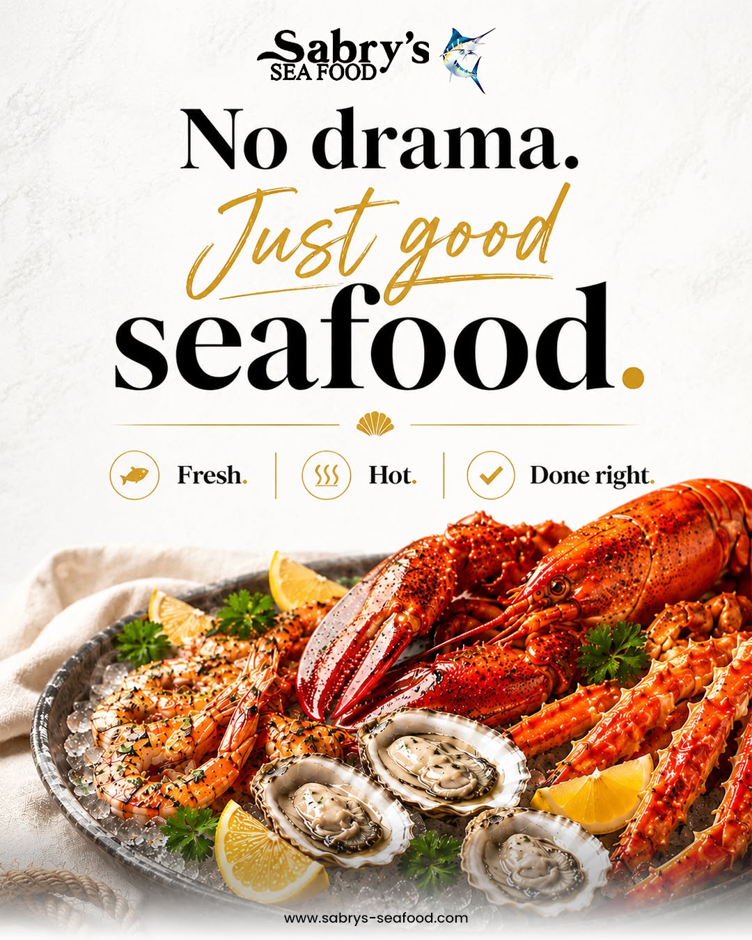 Instagram post: Witty no-drama seafood message