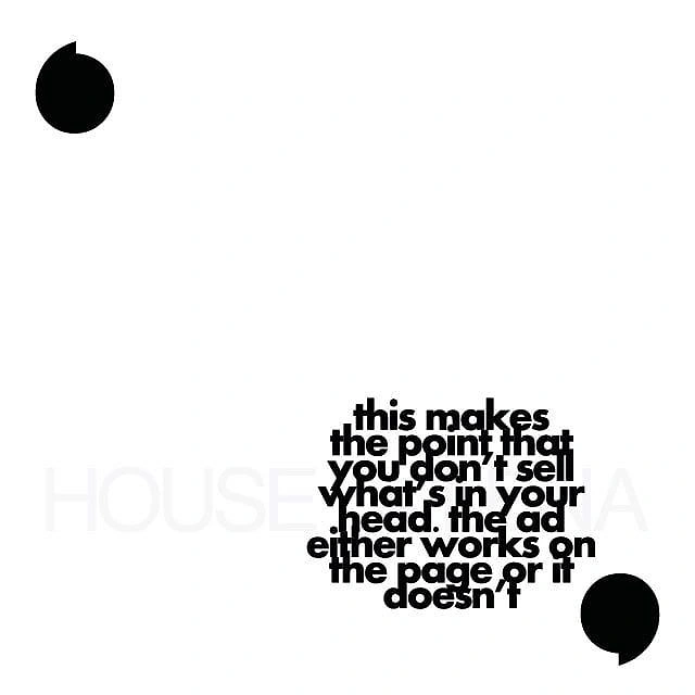 Agency creative ad: Quote-mark framing, compressed type idea