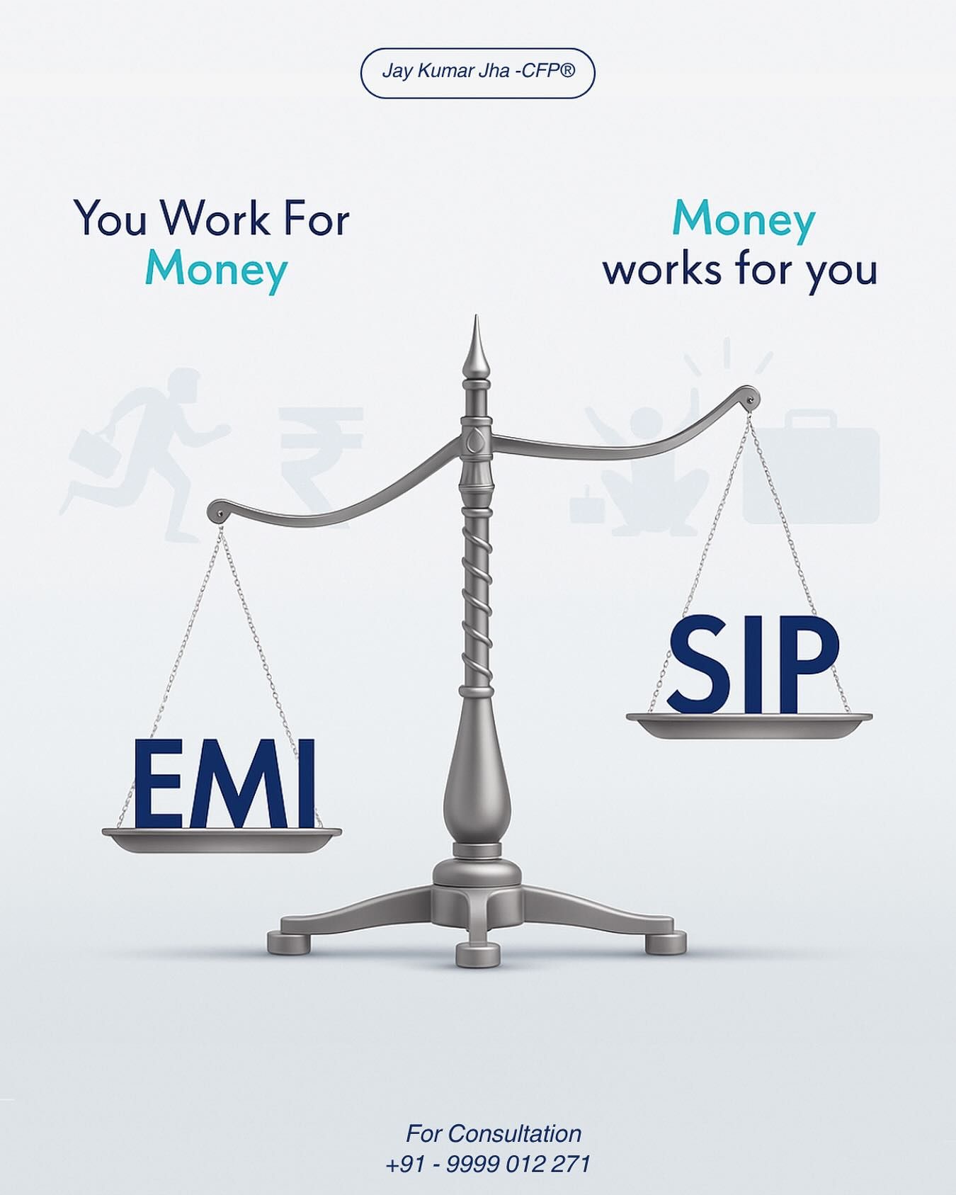 Instagram post: EMI vs SIP balance scale metaphor