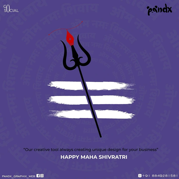 other-festival creative ad: Trishul with a pen-nib tip over tripundra strokes