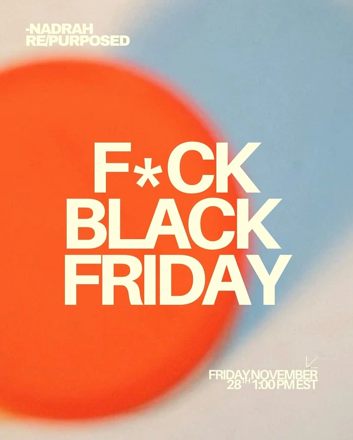 Black Friday creative ad: Blurred orange sun orb on soft blue haze